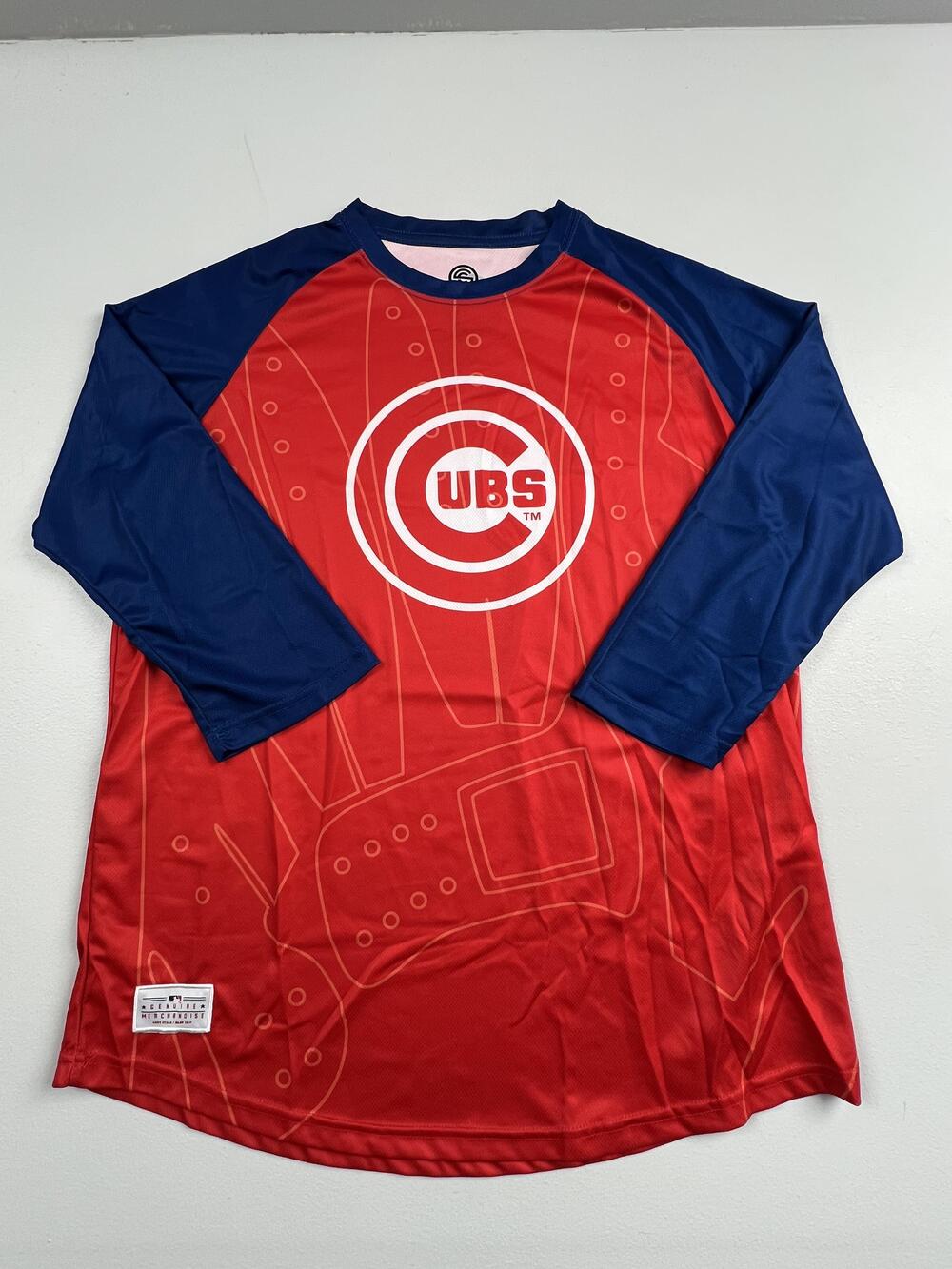 Chicago Cubs Shirt Mens Large Red MLB Baseball SportsCrate 3/4 Sleeve Raglan
